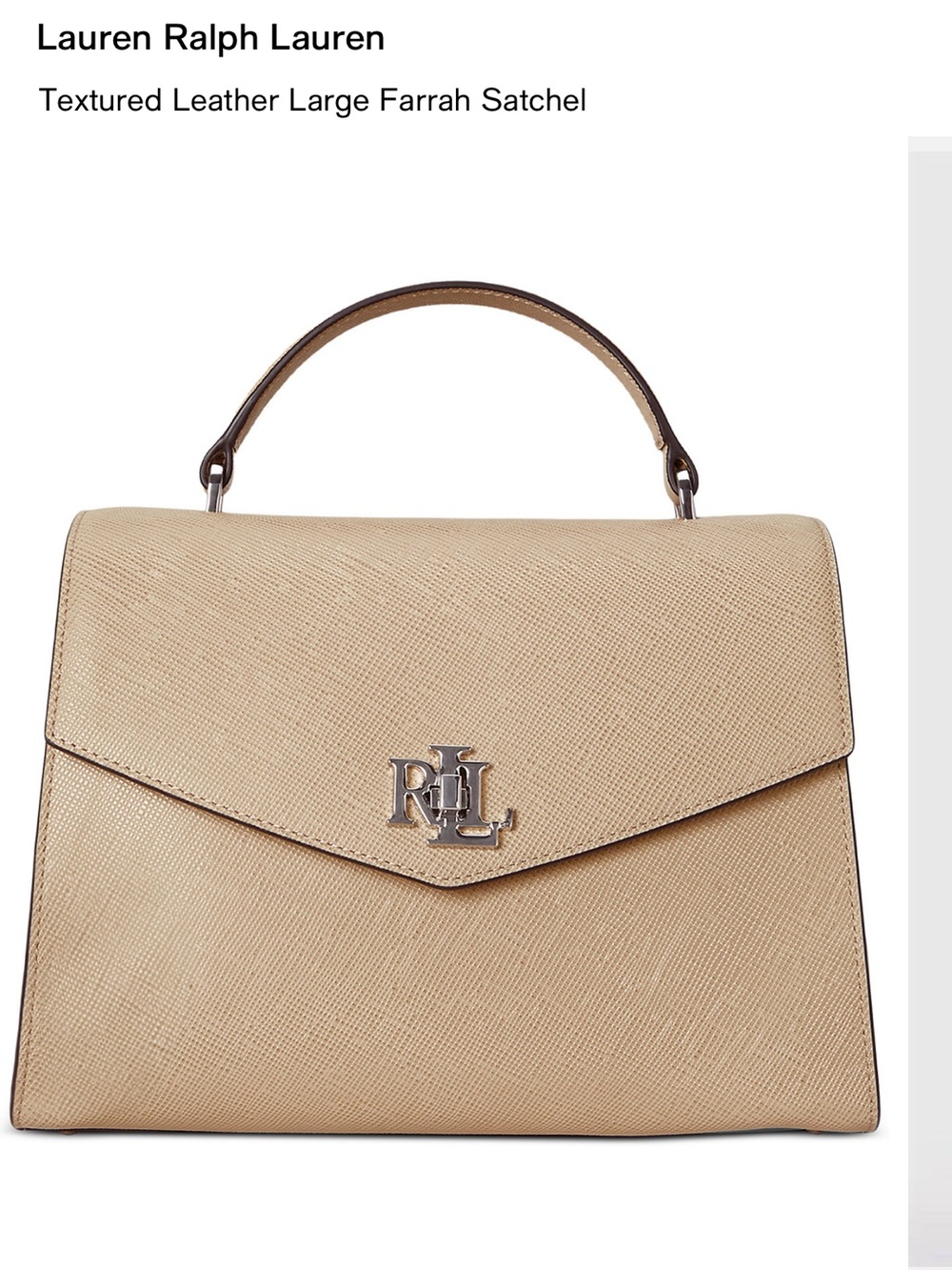 Ralph Lauren Beige Top-Handle Leather Satchel with RL Monogram - Picture 13 of 13